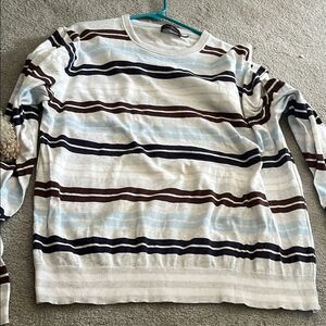 Black Brown 1826 Men's Striped Sweater - White, Blue, Brown